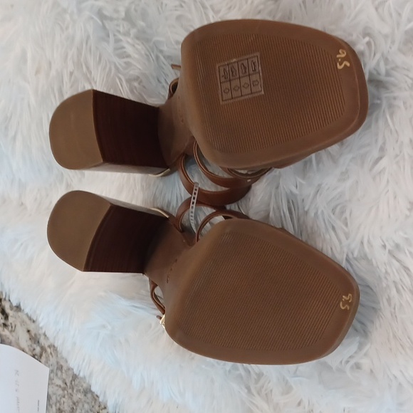 MICHAEL KORS JAGGER Leather Slide Slip On High Heels Brown NEW SZ 9.5 - Picture 15 of 16